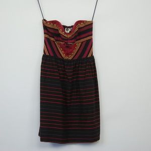 Roxy Strapless Navy Tribal Print Dress